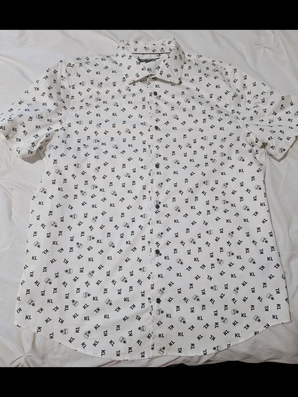 Karl Laferfield White Short-Sleeve Button-Up Shirt